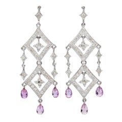 Salavetti Pendants d'oreilles en saphir rose et diamants