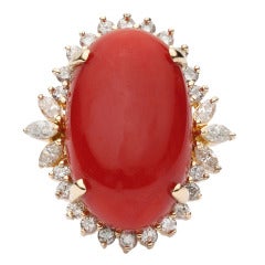 Coral Diamond Cocktail Ring