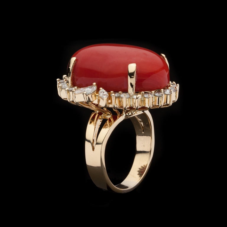 Women's Coral Diamond Cocktail Ring