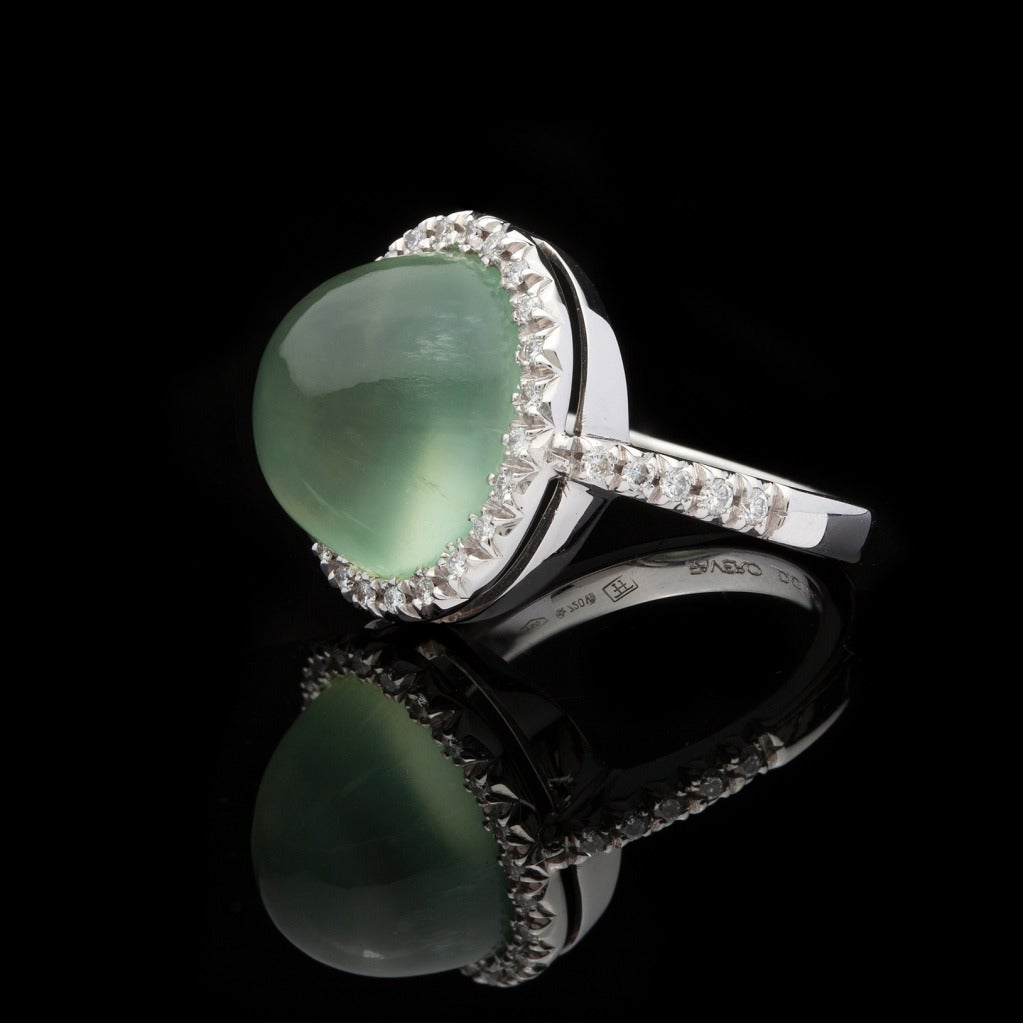 Favero Prehnite & Diamond Ring In New Condition In San Francisco, CA