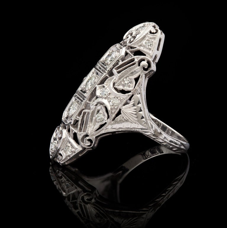 Diamond Pierced Platinum Dinner Ring In Excellent Condition In San Francisco, CA