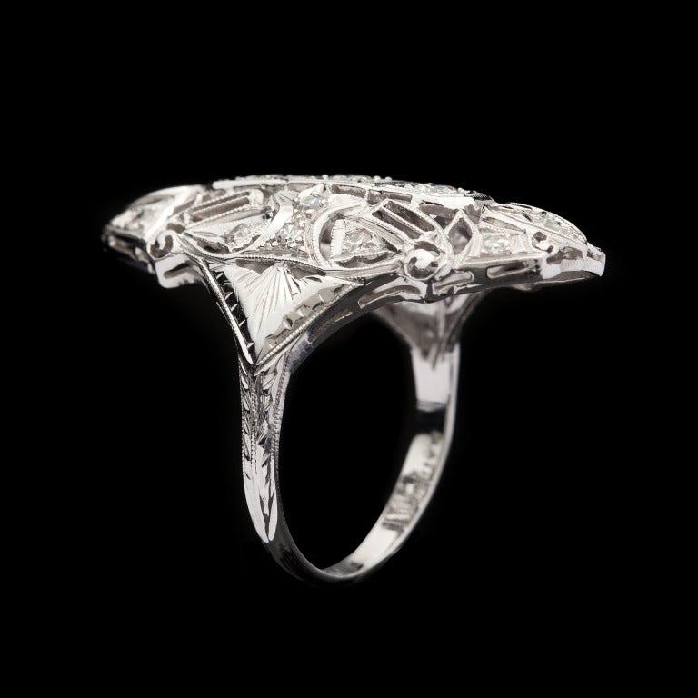 Women's Diamond Pierced Platinum Dinner Ring