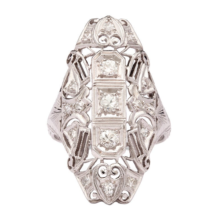 Diamond Pierced Platinum Dinner Ring