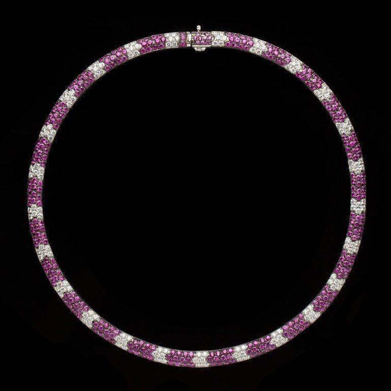 Women's Salavetti Pink Sapphire and Diamond Necklace