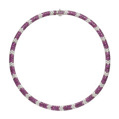 Salavetti Pink Sapphire and Diamond Necklace