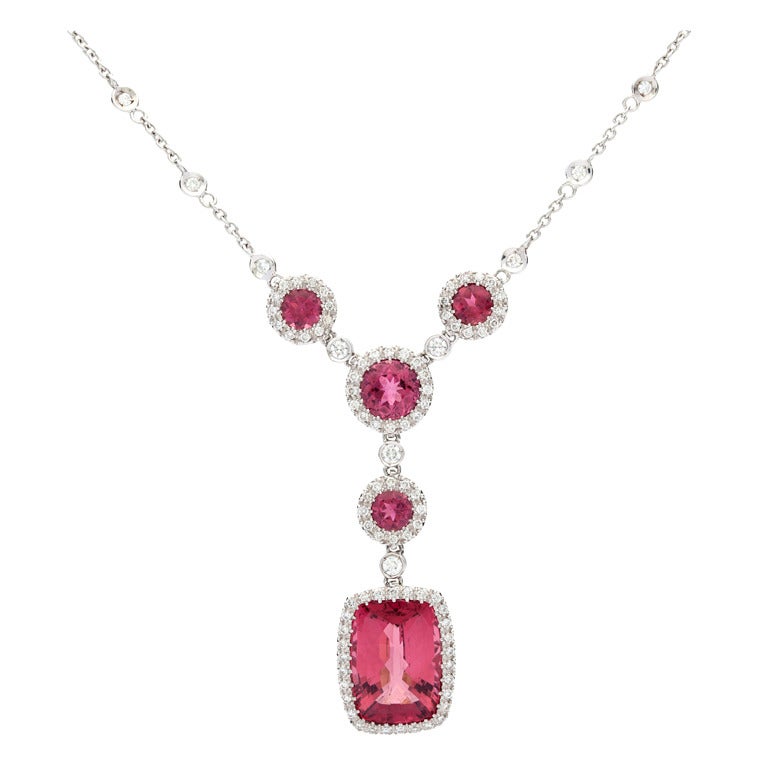 Favero Pink Tourmaline & Diamond  Necklace