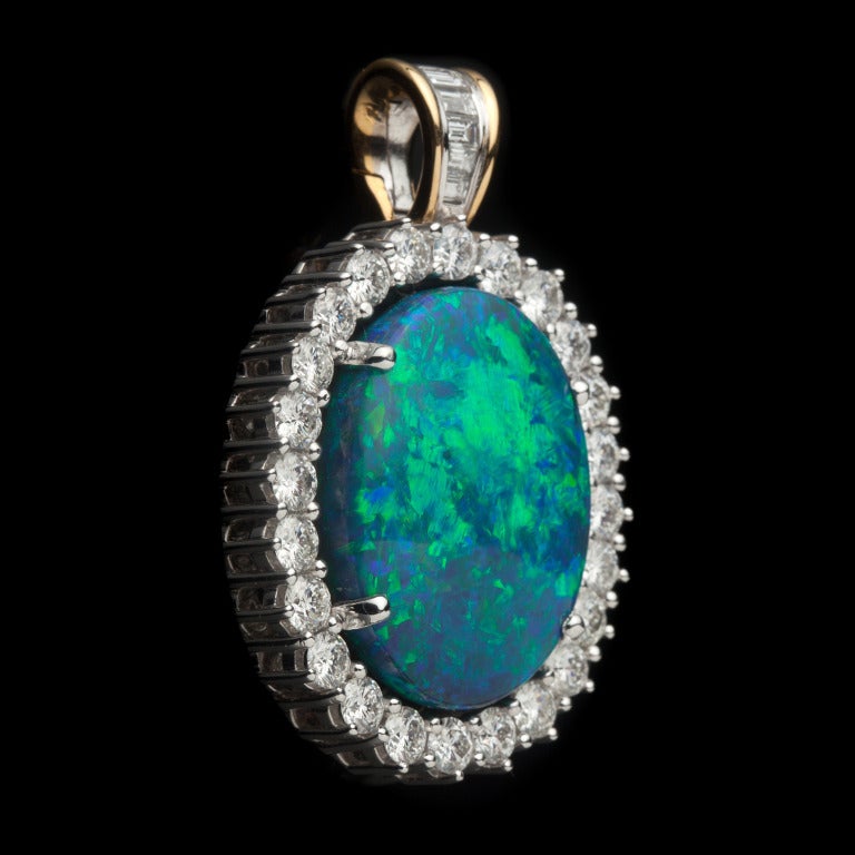 House of Giulians Black Opal Diamond Pendant In Excellent Condition In San Francisco, CA