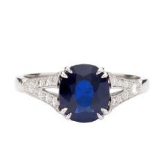 Blue Sapphire & Diamond Ring