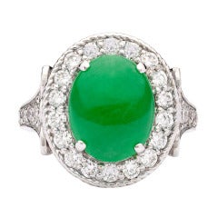 Oval Jade & Diamond Ring