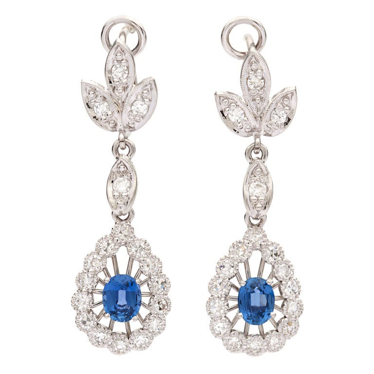 Diamond & Sapphire Dangle Earrings