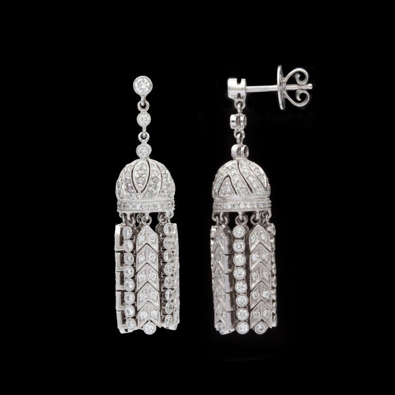 Art Deco Diamond Chandelier Tassel Earrings