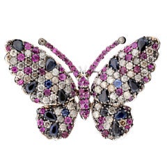 Sapphire, Ruby 
Diamond Butterfly Brooch
