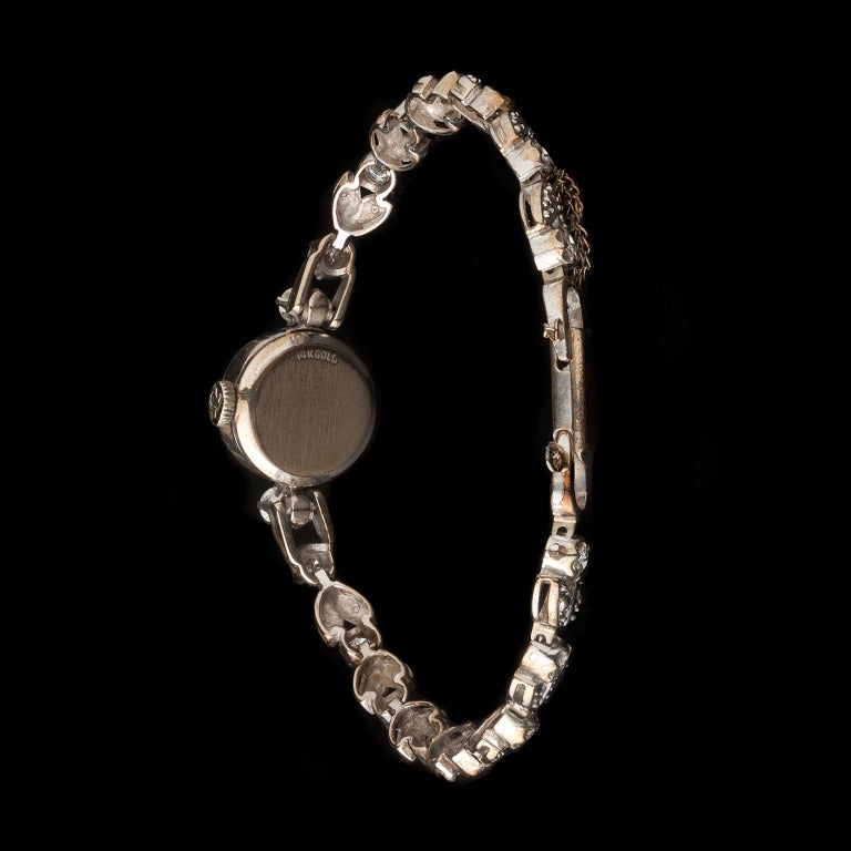 Omega Lady's White Gold and Diamond Bracelet Watch at 1stdibs