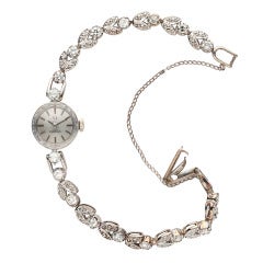Retro Omega Lady's White Gold and Diamond Bracelet Watch