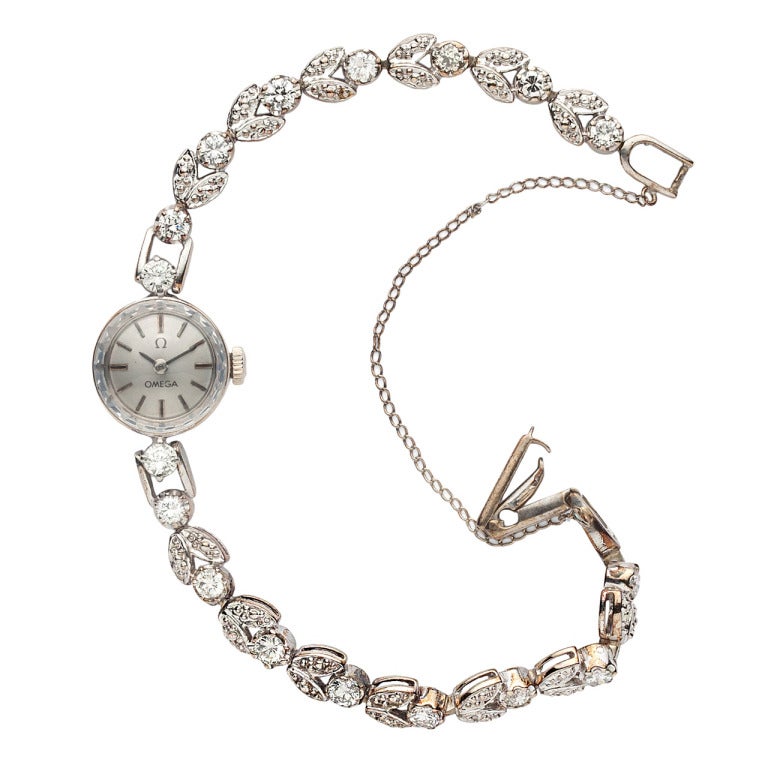 Omega Lady
s White Gold and Diamond Bracelet Watch