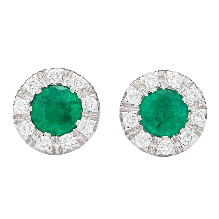 Favero Emerald Diamond Stud Earrings