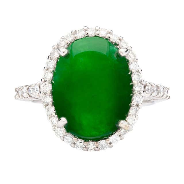 Jade Diamond Ring at 1stDibs | jade engagement ring, jade and diamond ...