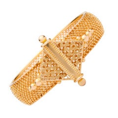 Ornate Gold Wide Bangle Bracelet 1