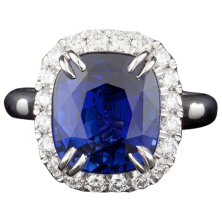 Natural 7.06 Carat Sapphire Diamond GIA Certified Ring