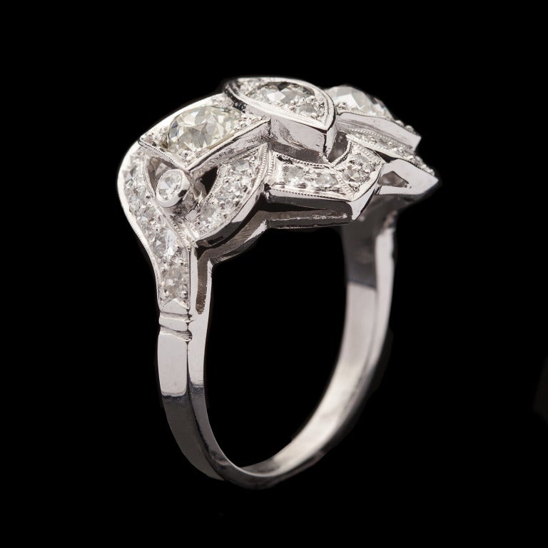 Art Deco European Cut Diamond Ring For Sale