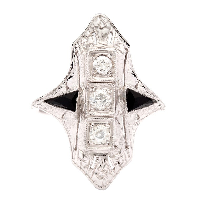 Art Deco Onyx Diamond Ring