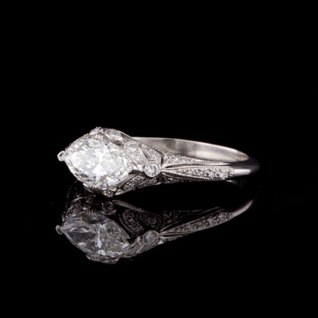 Marquise Cut Diamond Ring at 1stDibs