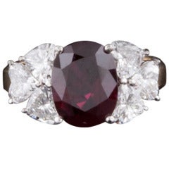 Oval Ruby Diamond Gold Cocktail Ring