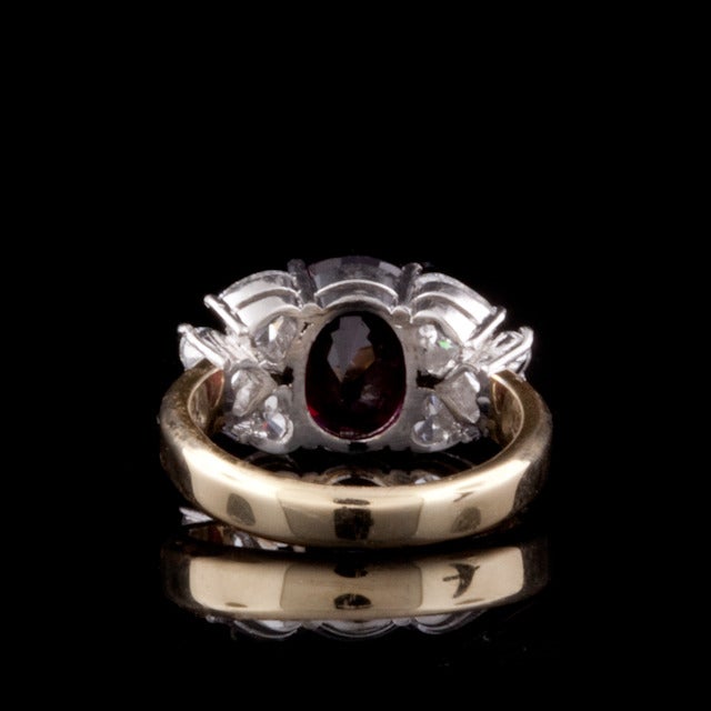 Women's Oval Ruby Diamond Gold Cocktail Ring