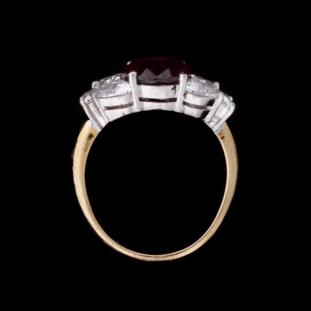 Oval Ruby Diamond Gold Cocktail Ring 1