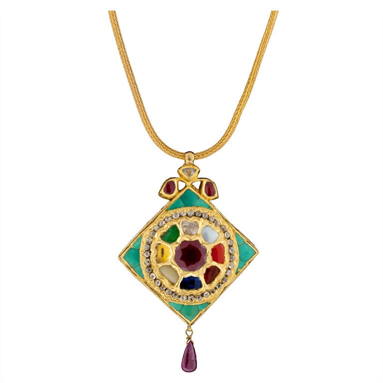 Colored Stone and Diamond Necklace