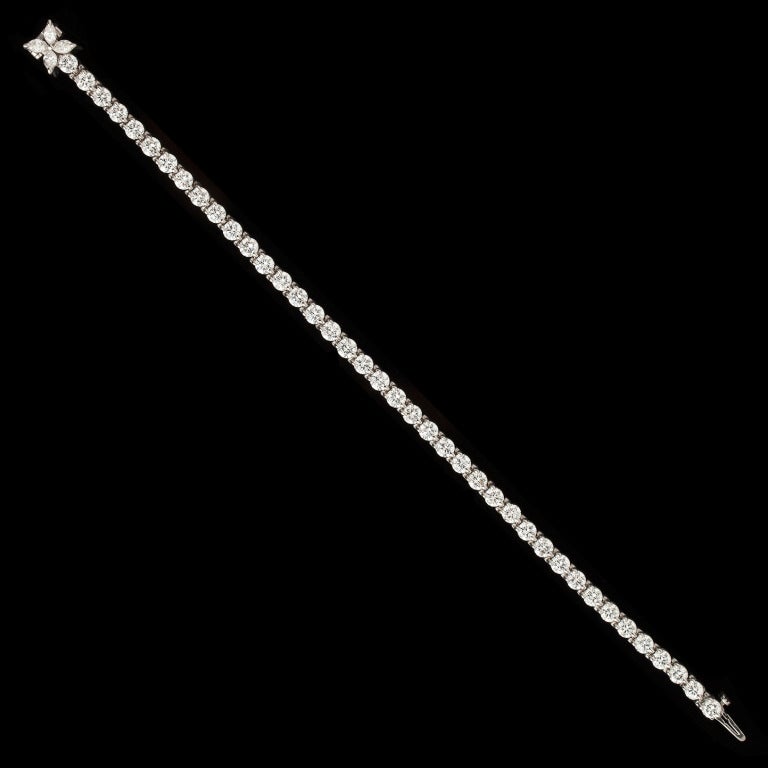 Tiffany & Co. Diamond Platinum Victoria Line Bracelet In Excellent Condition In San Francisco, CA
