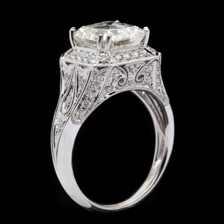 Women's 3.68 Carat GIA Certified Emerald Cut Diamond Gold Engagement Ring
