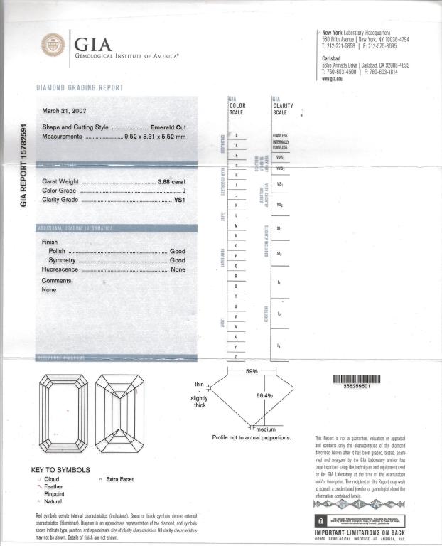 3.68 Carat GIA Certified Emerald Cut Diamond Gold Engagement Ring 1