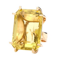 Oversized Citrine Emerald Cut Cocktail Ring