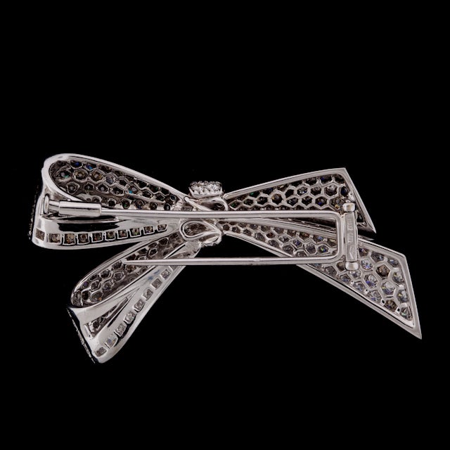 Colored Diamond Bow Brooch