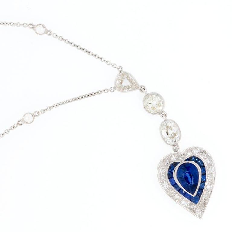 Sapphire & Diamond Heart Necklace