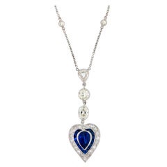 Sapphire & Diamond Heart Necklace