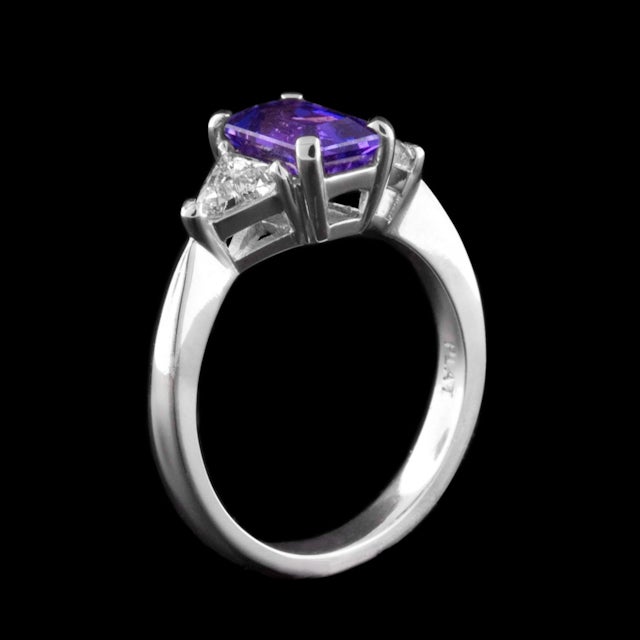 Women's Purple Sapphire & Diamond Platinum Ring