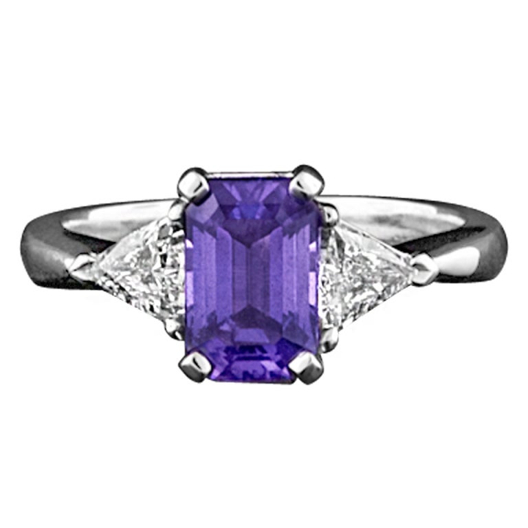 Purple Sapphire & Diamond Platinum Ring