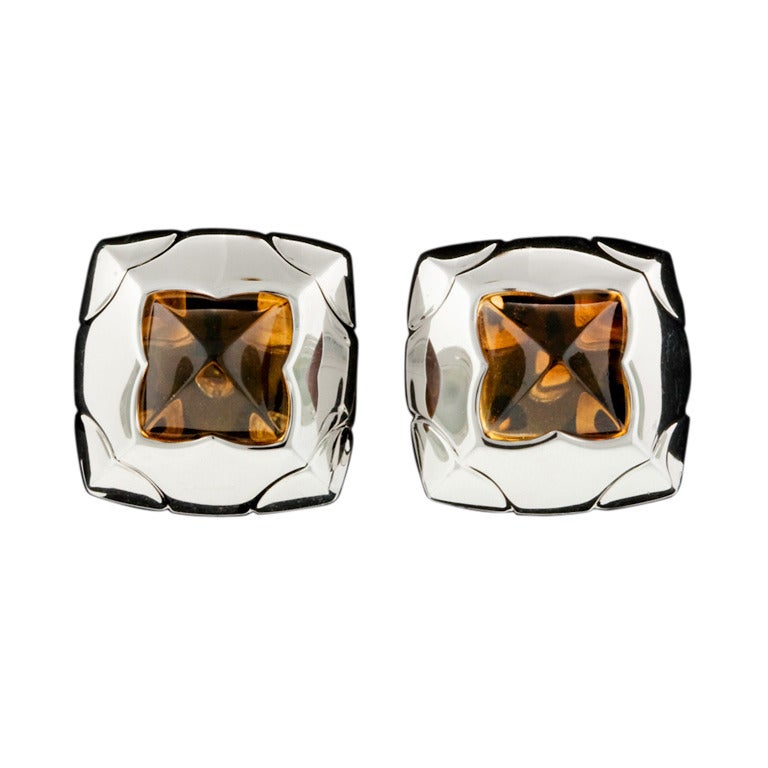 Bulgari Citrine Pyramide Earclips