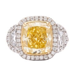 5.33ct Natural Fancy Intense Yellow Diamond Ring