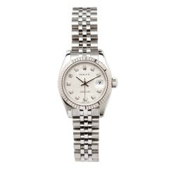 Rolex Stainless Steel Lady Datejust Wristwatch, Diamond Indexes Rolex Stainless Steel Lady Datejust Wristwatch, Diamond Indexes