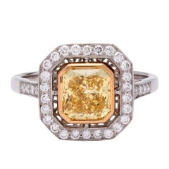 1.64ct Natural Fancy Vivid Yellow Diamond Ring