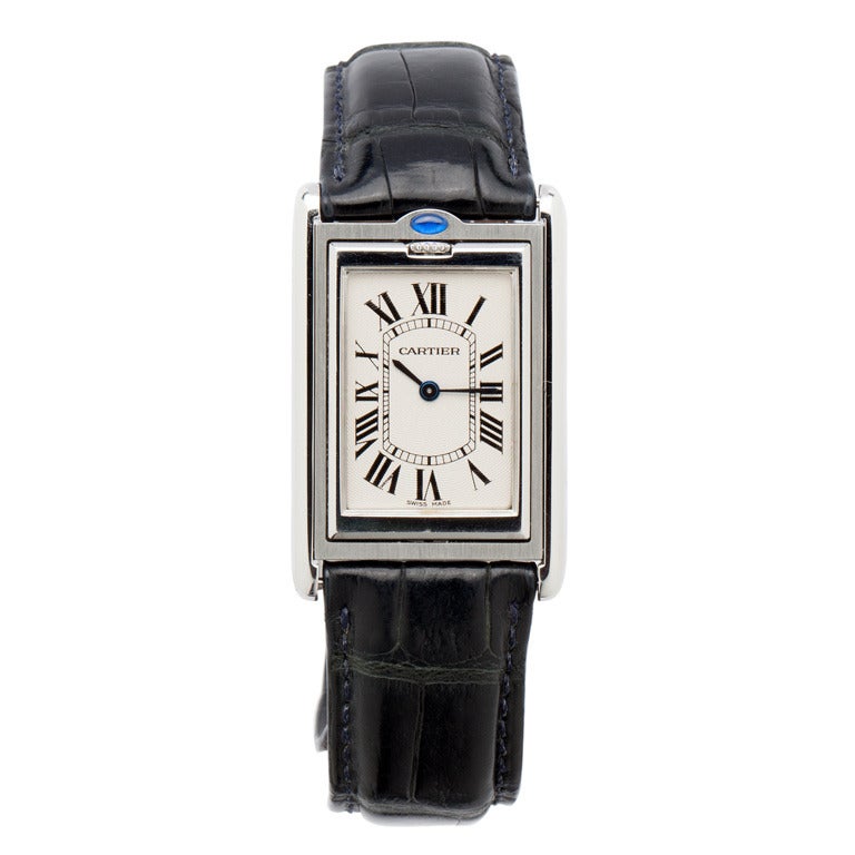 Cartier Stainless Steel Tank Basculante Reversible Wristwatch