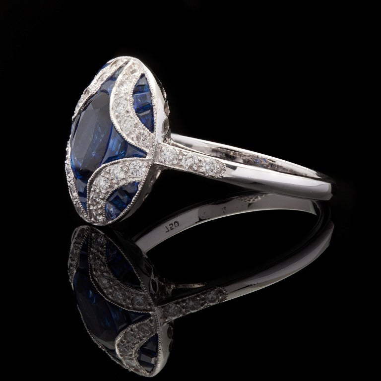 Art Deco Sapphire & Diamond Oval Ring