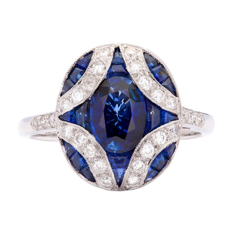 Sapphire & Diamond Oval Ring
