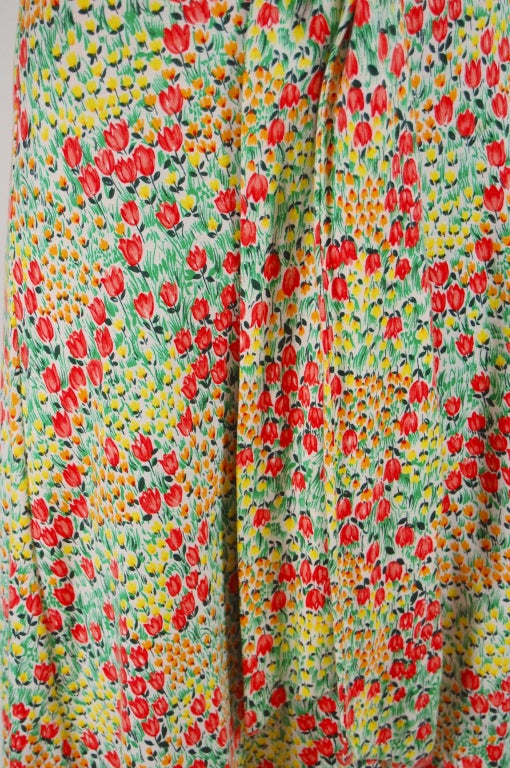 1970's Diane Von Furstenberg Tulip Print Wrap Dress 1