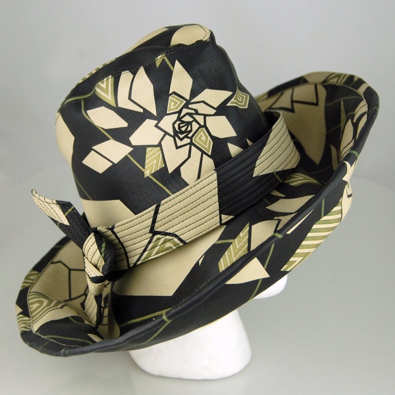Women's Stephen Jones Geometric Printed Leather Hat