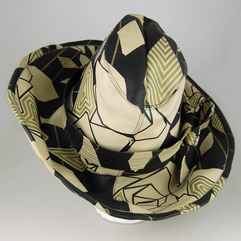 Stephen Jones Geometric Printed Leather Hat 3