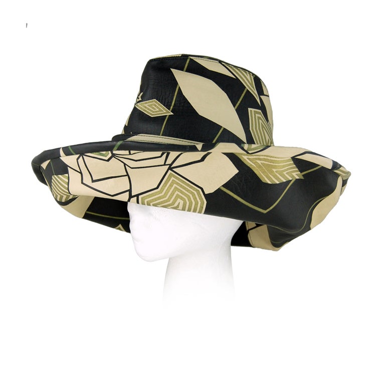 Stephen Jones Geometric Printed Leather Hat